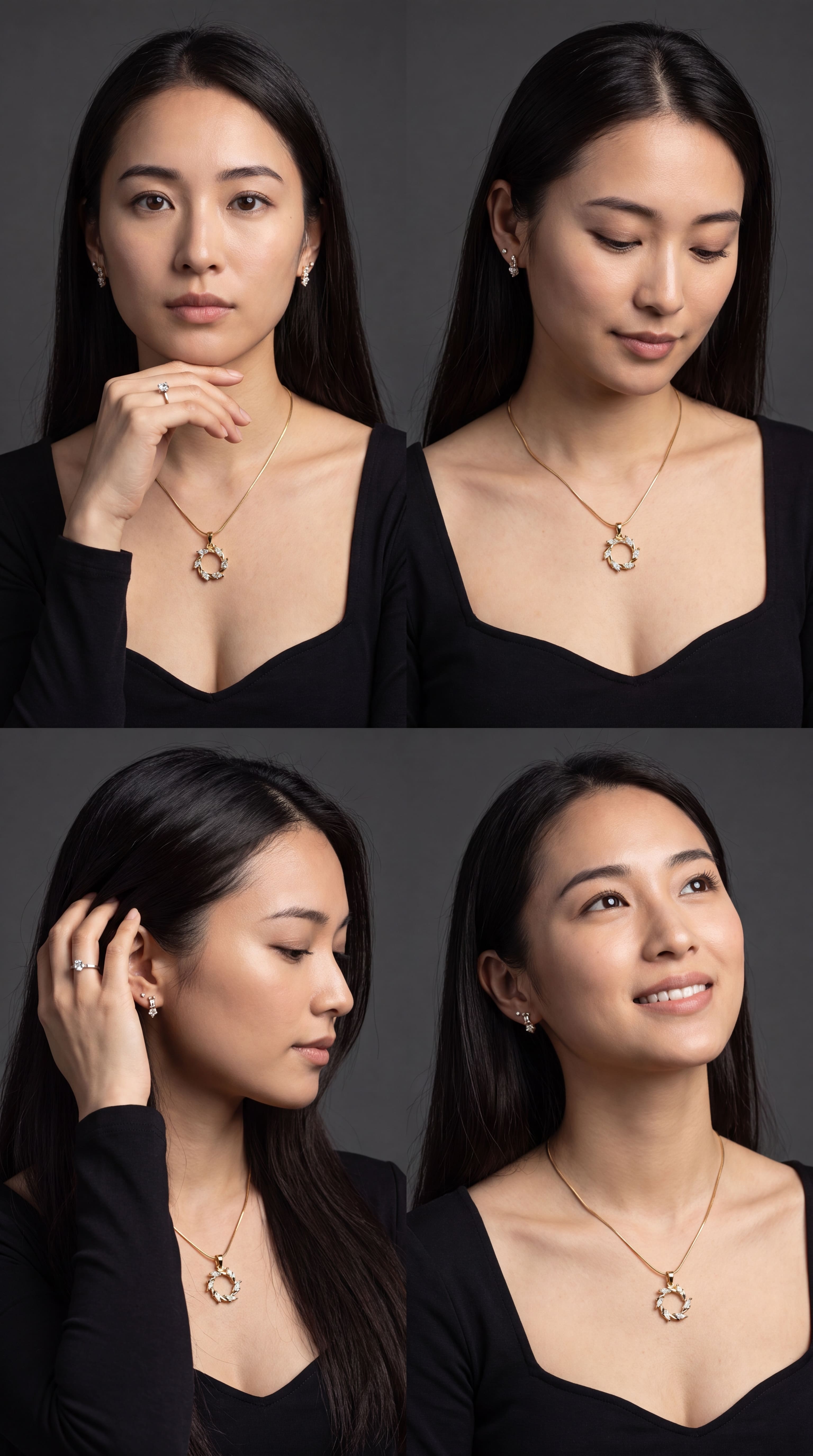 Gold Tone Crystal Circle Pendant Necklace for Women | Open Halo CZ Necklace | Minimal Everyday Jewelry