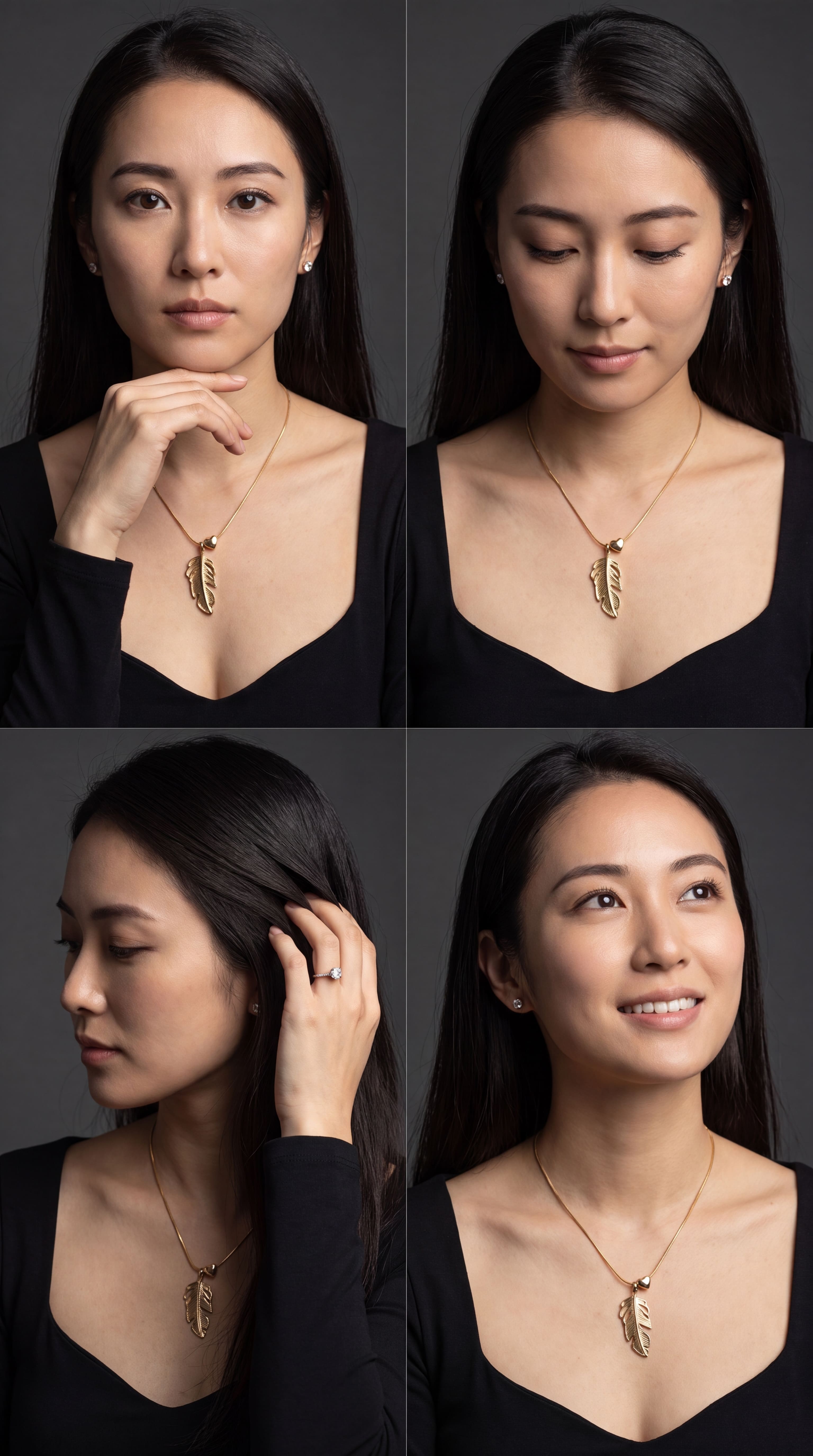 Gold Tone Leaf Pendant Necklace for Women | Nature Inspired Feather Leaf Necklace with Snake Chain