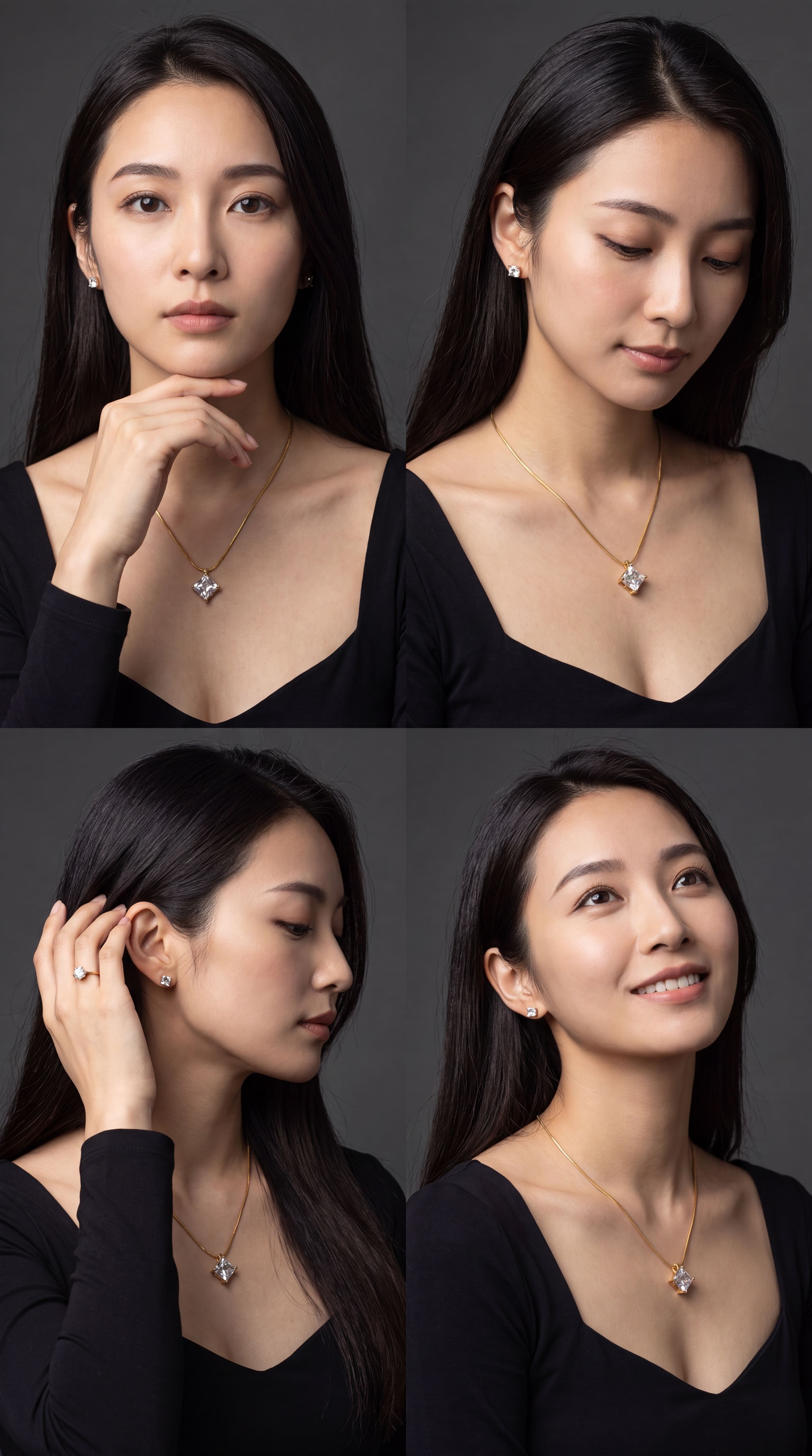 Gold Tone Princess Cut Solitaire Pendant Necklace for Women | Square Crystal Necklace with Snake Chain | Minimalist Jewelry