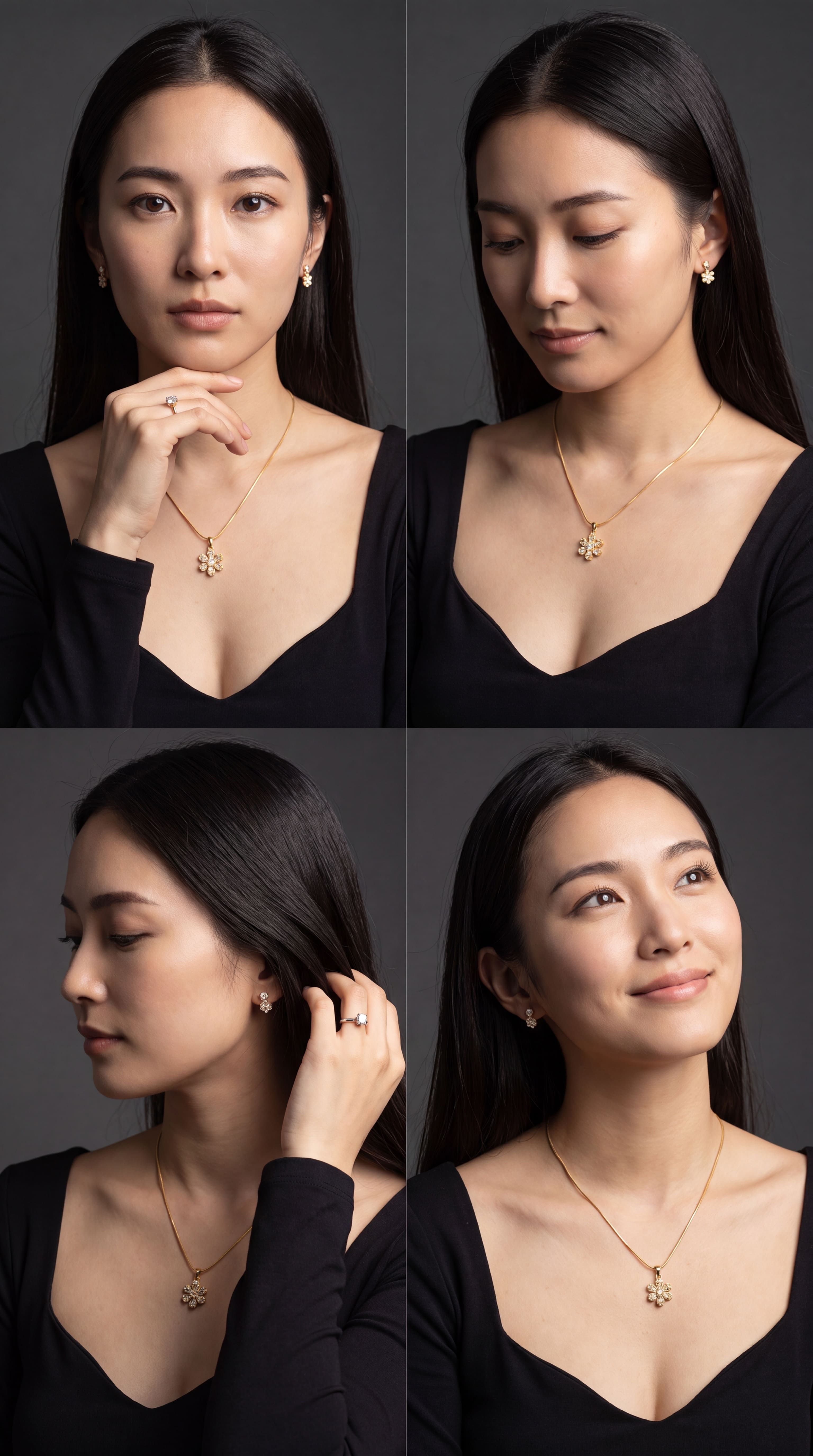Gold Tone Floral CZ Pendant Necklace for Women | Daisy Flower Necklace with Snake Chain | Elegant Everyday Jewelry