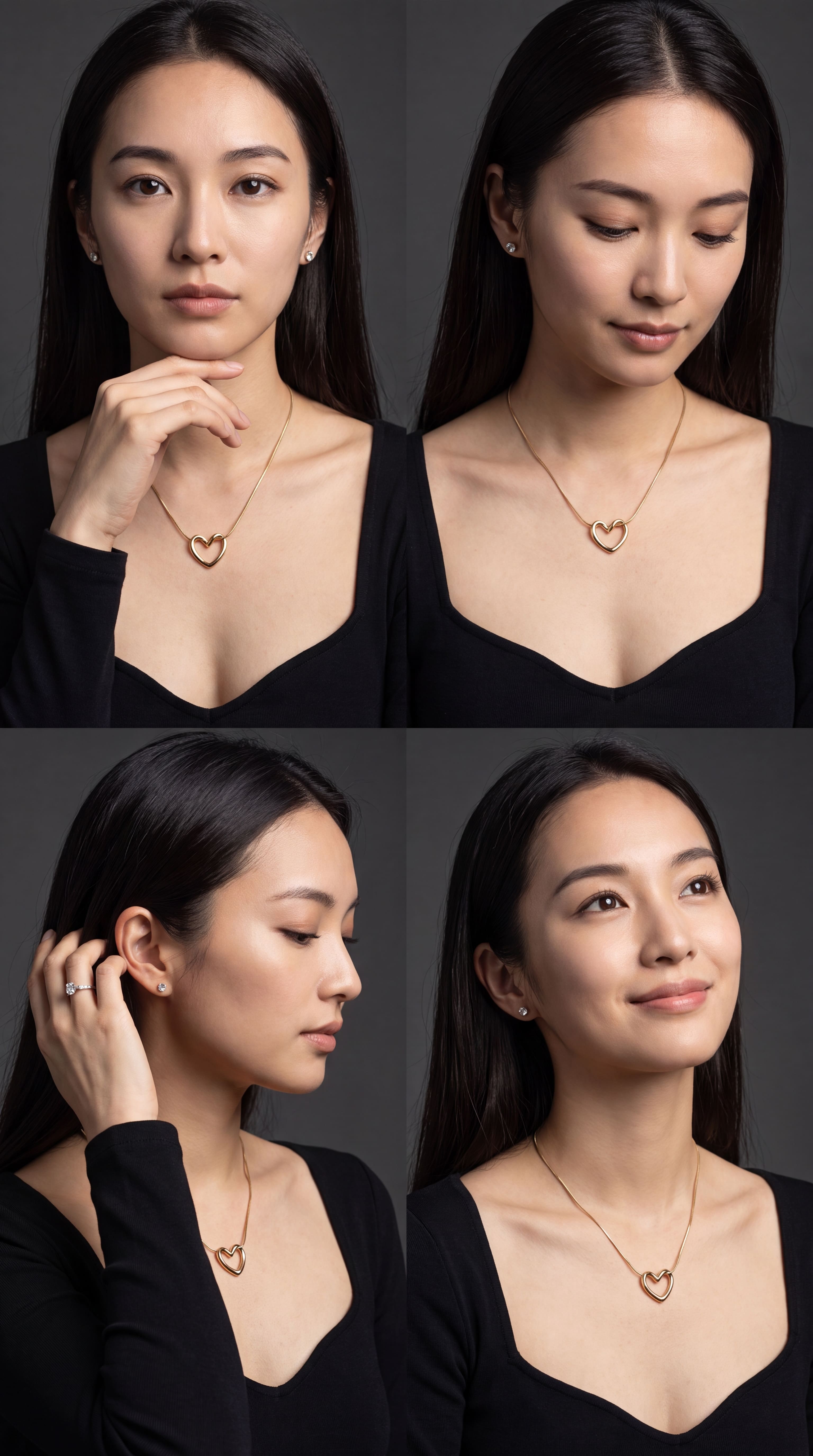 Gold Tone Open Heart Pendant Necklace for Women | Minimalist Heart Necklace with Snake Chain | Modern Love Jewelry
