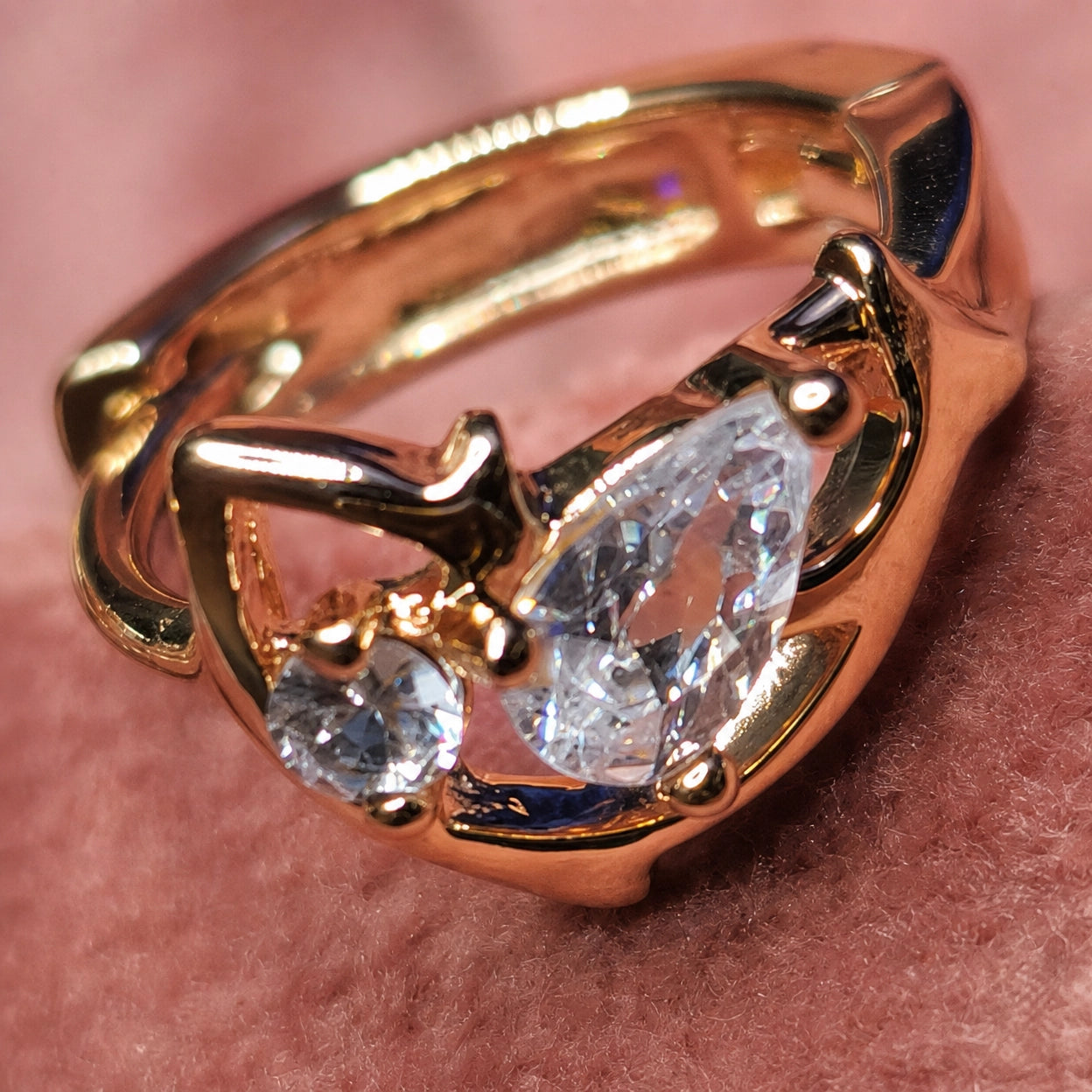 Rose Gold CZ Huggie Hoop Earrings for Women | Pear Cut Crystal Hoop Earrings | Elegant Brass Party Wear Jewelry