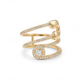 Gold Tone Wrap Ring for Women, Crystal Paved Spiral Statement Ring, Open Adjustable Cocktail Jewelry, Elegant Gift