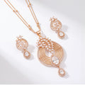 Clear Crystal Statement Necklace & Earrings Set for Women | Rose Gold Tone Jewellery