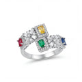 Multicolor Gemstone Ring for Women, Silver Tone Statement Ring, Colorful Stone Jewelry, Elegant Gift for Her