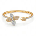 Butterfly CZ Open Bangle Bracelet for Women | Gold Tone Floral Cuff Bracelet | Elegant Statement Jewelry Gift