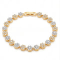 Floral CZ Tennis Bracelet for Women | Gold Tone Flower Link Bracelet | Elegant Cubic Zirconia Brass Jewelry