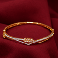 Gold Leaf CZ Bangle Bracelet for Women | Marquise Cubic Zirconia Hinged Bracelet | Elegant Nature Inspired Jewelry