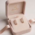 CZ Ear Cuff Stud Earrings for Women | Gold Tone Triple Row Crystal Earrings | Trendy Brass Party Wear Jewelry