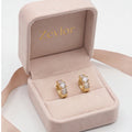 Gold Tone CZ Huggie Hoop Earrings for Women | Baguette & Round Crystal Earrings | Elegant Brass Party Wear Jewelry
