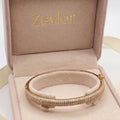 Gold CZ Bangle Bracelet for Women | Pavé Cubic Zirconia Hinged Bracelet | Elegant Stackable Jewelry Gift