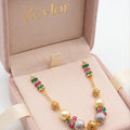 Traditional Gold Tone Beaded Necklace for Women | Pearl & Multicolor Stone Long Necklace | Ethnic Statement Jewelry