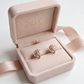 Rose Gold CZ Stud Earrings for Women | Round Crystal Earrings | Minimalist Daily Wear Brass Jewelry Gift
