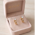 Gold Tone Solitaire CZ Hoop Earrings for Women | Round Crystal Huggie Hoops | Elegant Brass Party Wear Jewelry