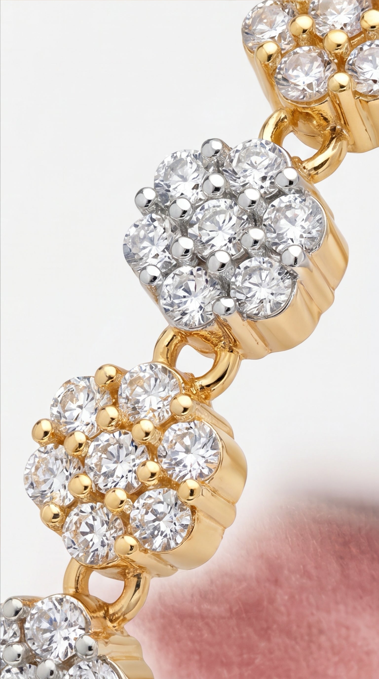 Floral CZ Tennis Bracelet for Women | Gold Tone Flower Link Bracelet | Elegant Cubic Zirconia Brass Jewelry
