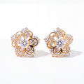 Rose Gold Floral CZ Stud Earrings for Women | Crystal Flower Earrings | Elegant Everyday & Party Jewelry