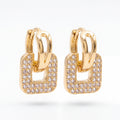 Gold Tone CZ Link Hoop Earrings for Women | Geometric Chain Drop Earrings | Modern Statement Jewelry