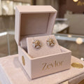 Floral CZ Stud Earrings for Women | Gold Tone Crystal Flower Earrings | Elegant Party Wear Brass Jewelry