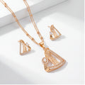 Geometric Crystal Pendant Necklace & Earrings Set for Women | Gold Tone Statement Jewellery