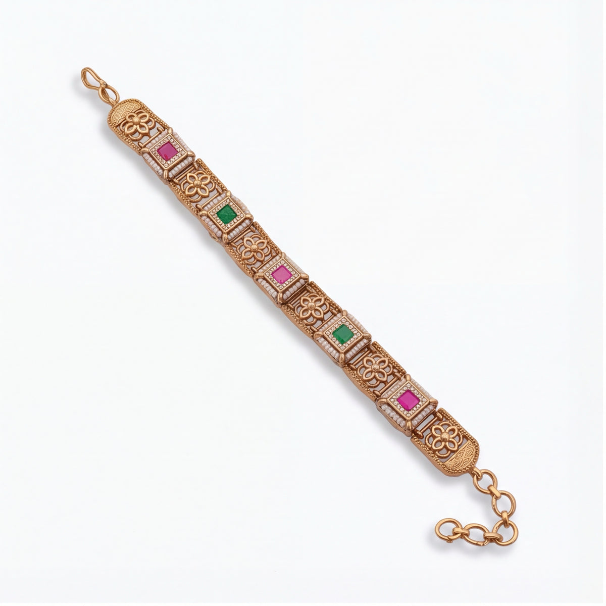 Traditional Multicolor Stone Bracelet for Women | Gold Tone Ethnic Jewellery