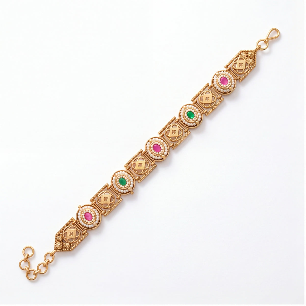 Traditional Multicolor Pearl Stone Bracelet for Women | Gold Tone Ethnic Jewellery