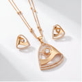 Clear Crystal Triangle Necklace & Earrings Set for Women | Gold Tone Statement Jewellery