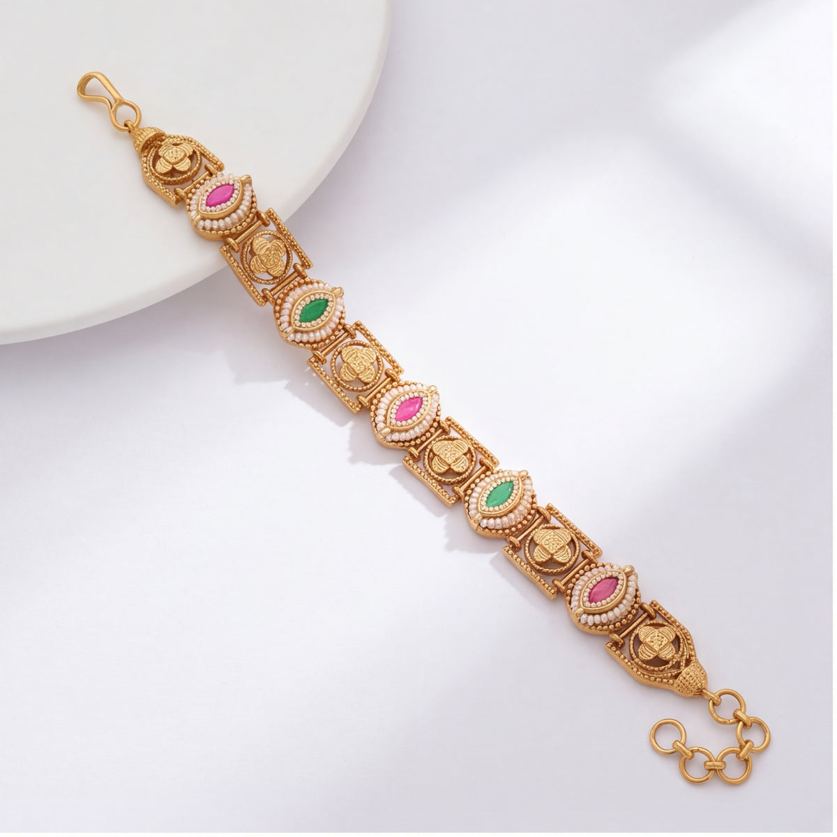 Traditional Multicolor Stone Bracelet for Women | Gold Tone Ethnic Jewellery