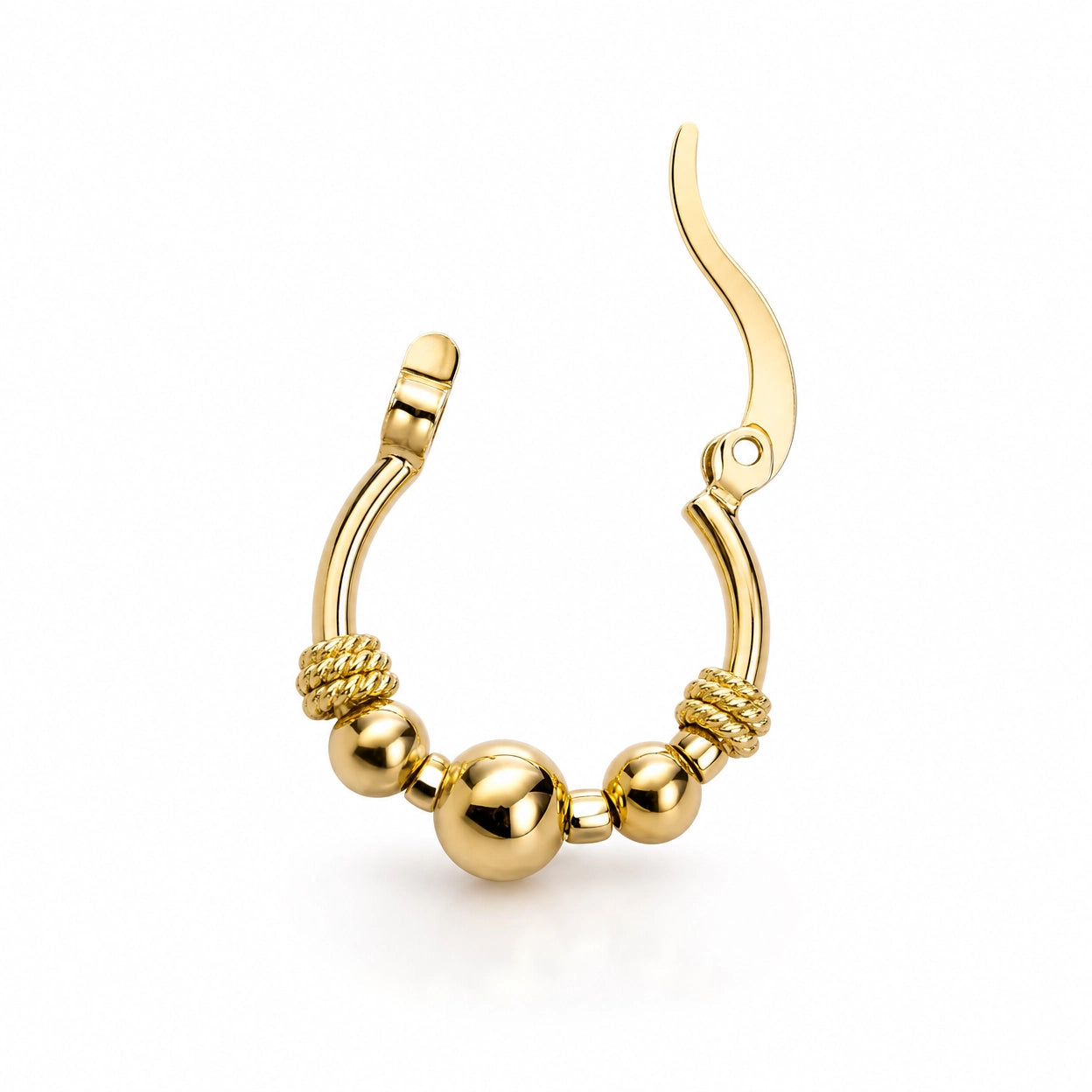 Gold Tone Beaded Hoop Earrings for Women | Minimalist Brass Hoop Earrings | Trendy Statement Jewelry