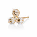 Triple CZ Stud Earrings for Women | Gold Tone Brass Crystal Earrings | Minimalist Daily Wear Jewelry Gift