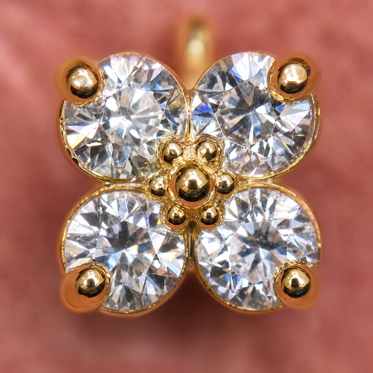 Floral CZ Stud Earrings for Women | Gold Tone Flower Earrings | Sparkling Brass Party Wear Jewelry Gift