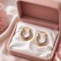 Two Tone Twisted Hoop Earrings for Women | Gold & Silver Textured Hoops | Classic Brass Everyday Jewelry