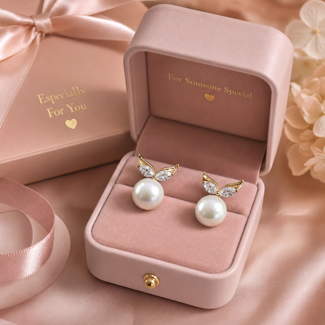 Pearl Drop Stud Earrings for Women | Gold Tone CZ Pearl Earrings | Elegant Wedding & Party Wear Jewelry