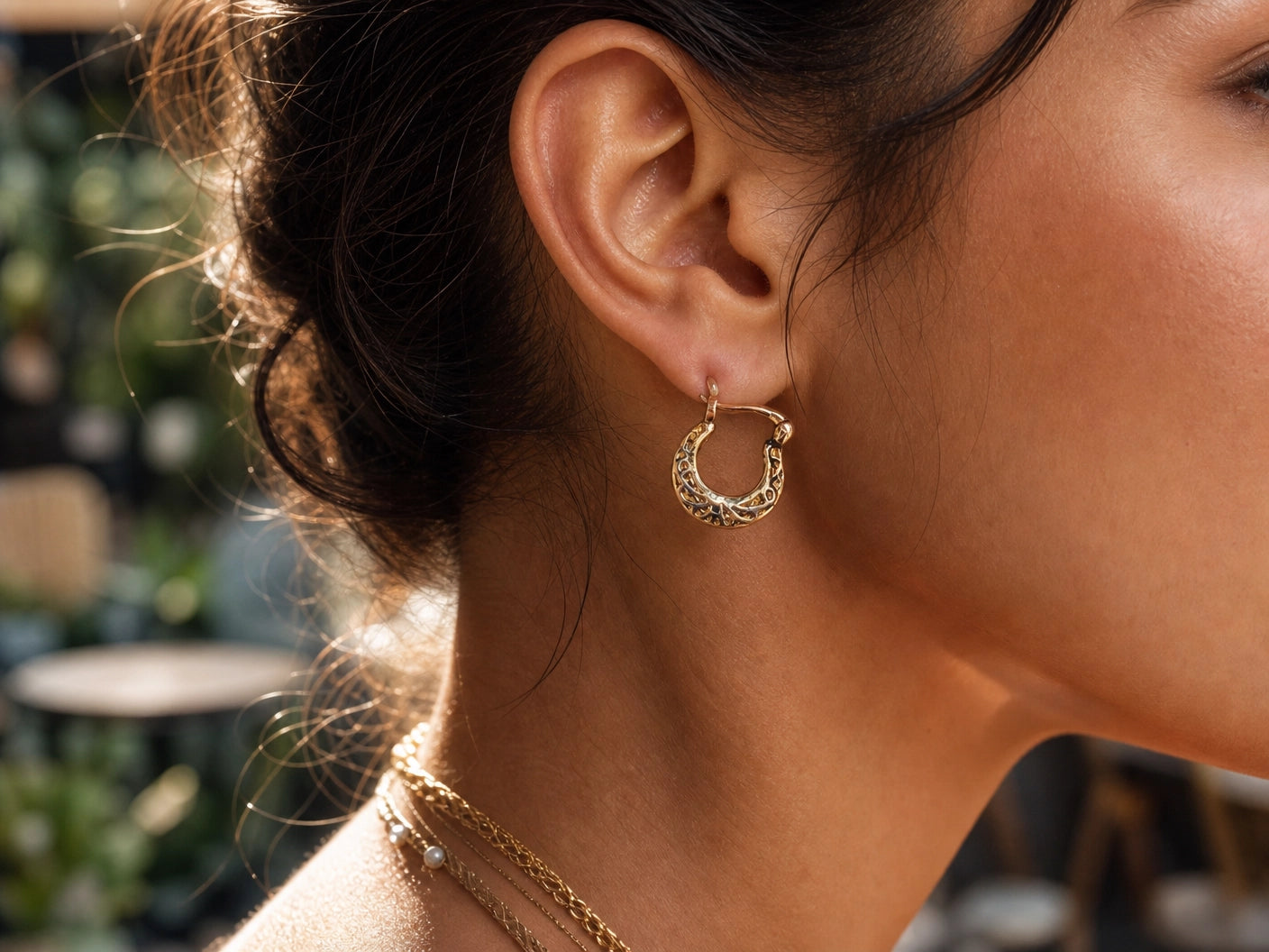 Vintage Filigree Hoop Earrings for Women | Tri Tone Openwork Hoops | Gold Silver Rose Gold Brass Statement Jewelry
