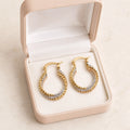 Tri Tone Twisted Hoop Earrings for Women | Gold Silver Rose Gold Textured Hoops | Elegant Brass Party Wear Jewelry