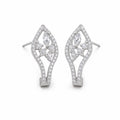 Leaf Design Stud Earrings for Women | Silver Tone CZ Crystal Earrings | Elegant Party Wear Jewelry Gift for Her