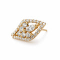 Leaf CZ Stud Earrings for Women | Gold Tone Brass Earrings | Elegant Marquise Crystal Party Wear Jewelry