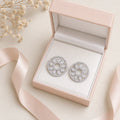 Sunflower CZ Stud Earrings for Women | Silver Tone Floral Earrings | Elegant Crystal Party Wear Brass Jewelry
